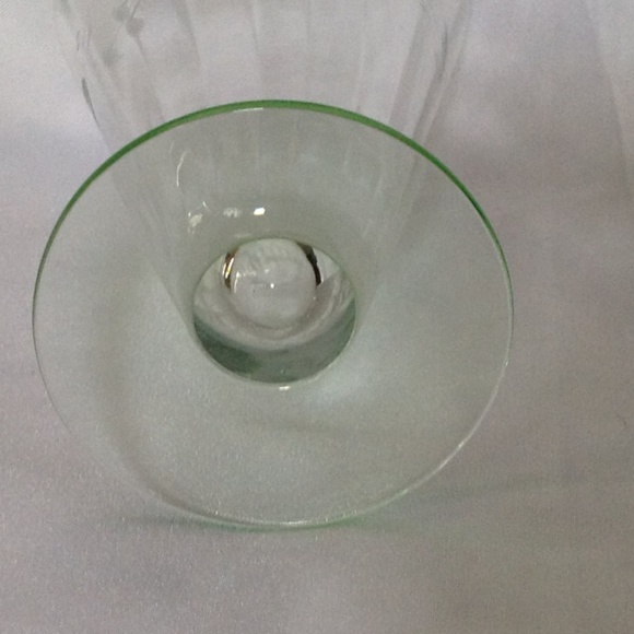 💲SALE💲Set/ 6 Vintage Weston Crystal Etched Water Glasses Vaseline Glass Stems - Picture 4 of 7